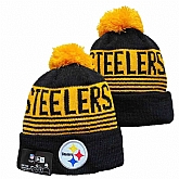Steelers Team Logo Black Yellow Pom Cuffed Knit Hats YD,baseball caps,new era cap wholesale,wholesale hats